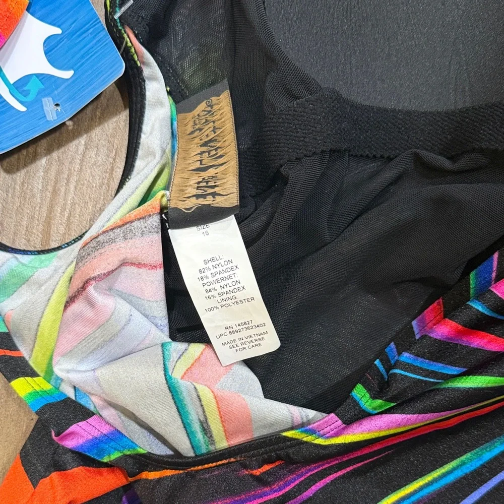 Colorful Striped Women's One-Piece Swimsuit - Picture 5 of 5